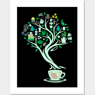 Coffee Caffeine Tree Of Life Yoga Celtic Viking Yggdrasil Posters and Art